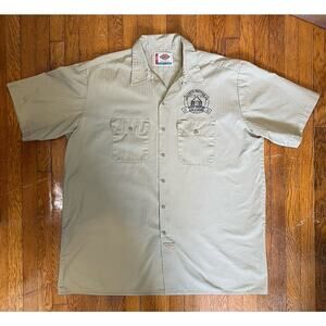 Dickies 2XL Lafayette Brewing Co. Dark Khaki Button Up Work Shirt w/ Logo